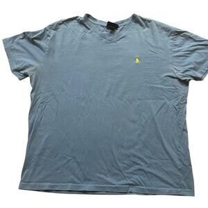 Polo Ralph Lauren Classic V Neck Cotton Tee Cornflower Blue Men's XL Yellow Pony